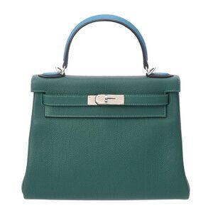 HERMES Kelly 28 O-Pass Inner Stitch 2WAY Malachite/Bleu zanzibar